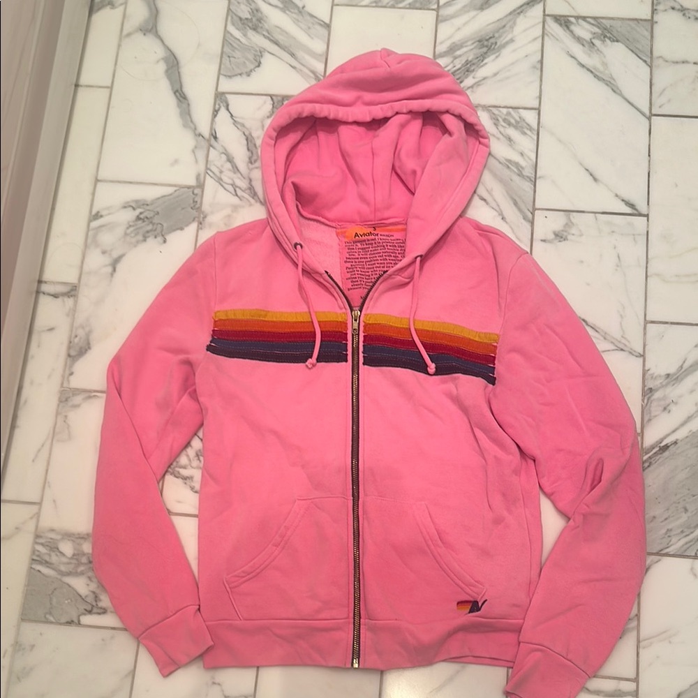Pink Hoodie with Striped Detail